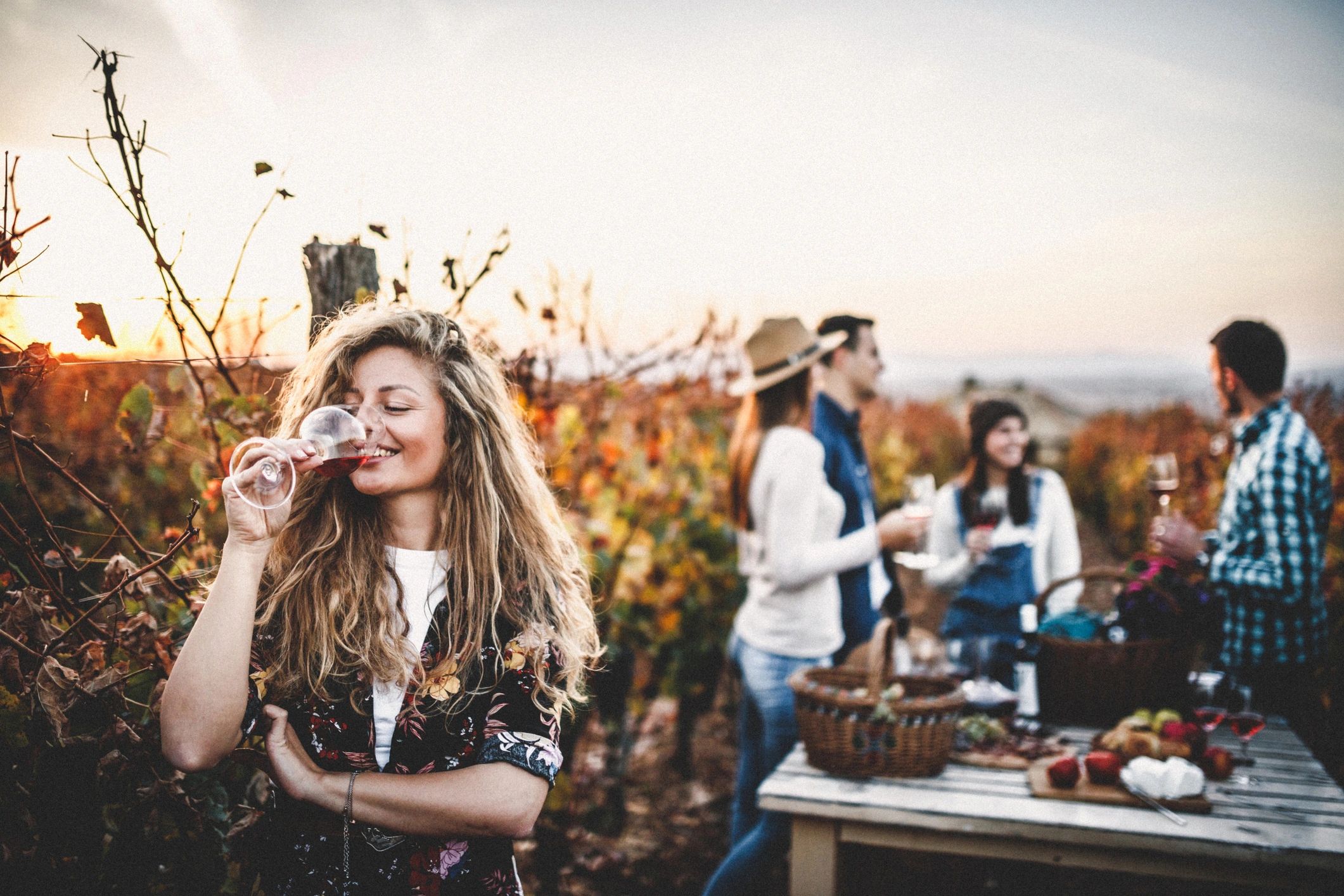 Food and wine in western setting